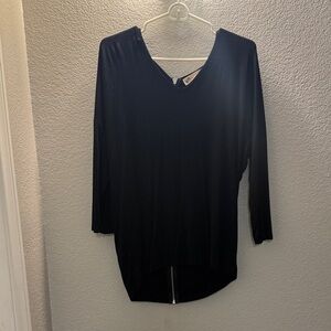 Michael Kors Black 3/4 Sleeve Tunic with silver zipper down the back